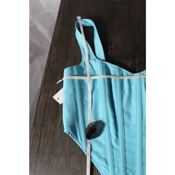 Bardot Corset Top Fitted Bustier Anthropologie Revolve Sky Blue Medium - Picture 7 of 14